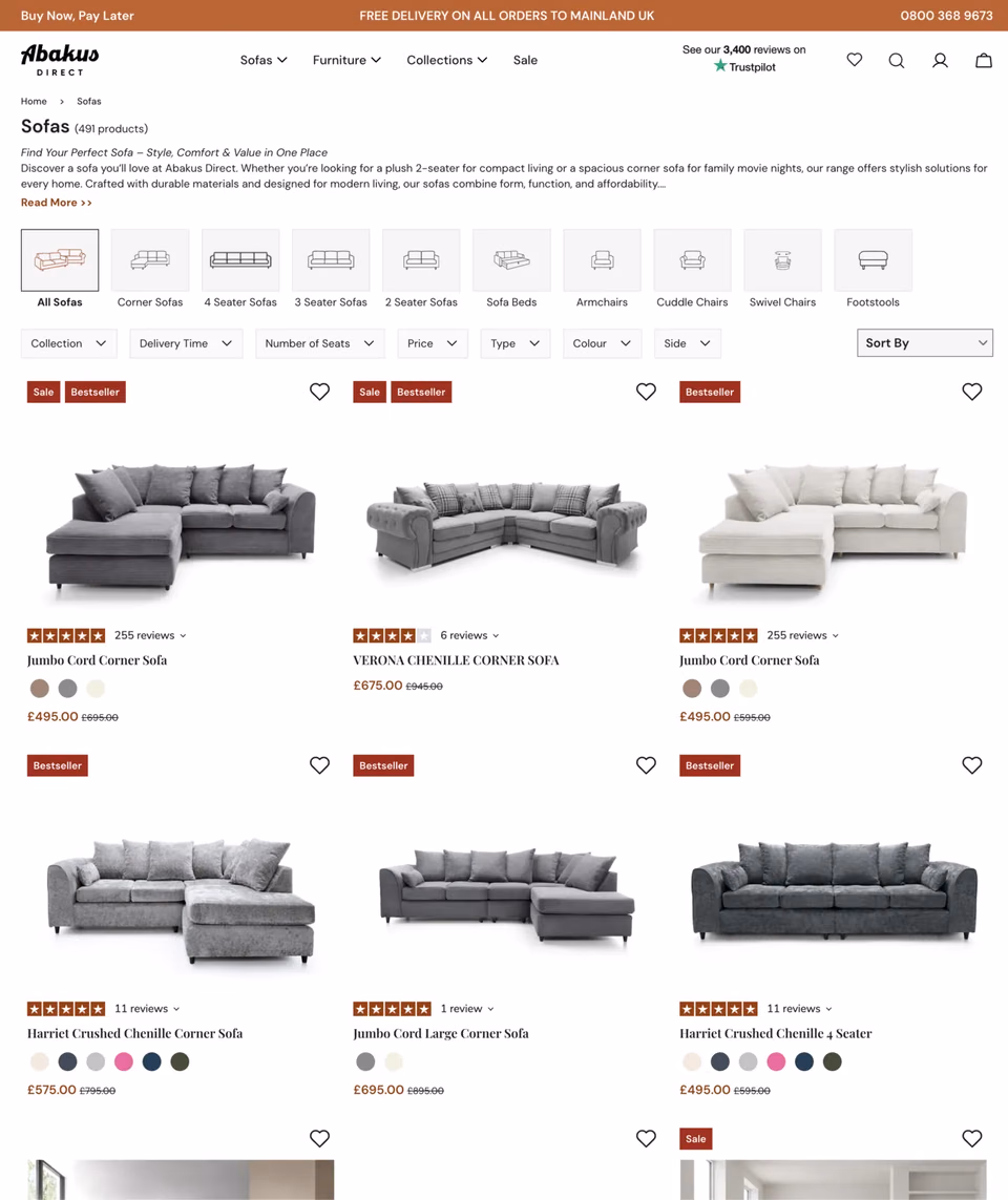 Nowa strona kategorii sklepu Abakus Direct Furniture
