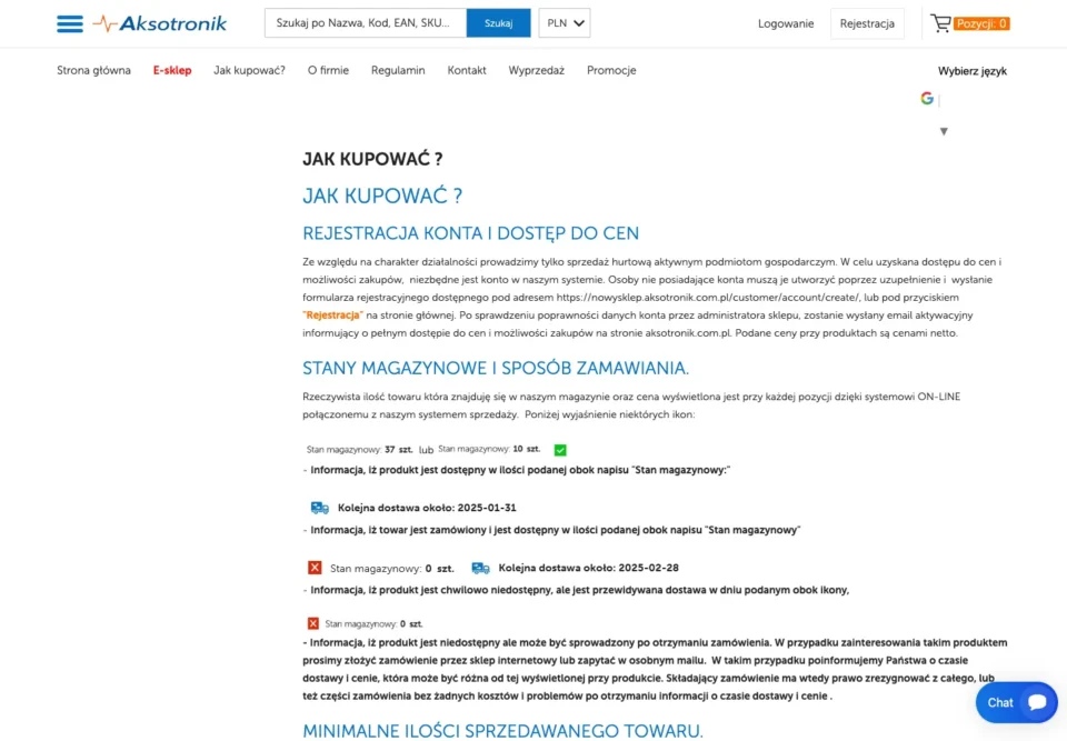 Aksotronik B2B purchasing and product availability rules