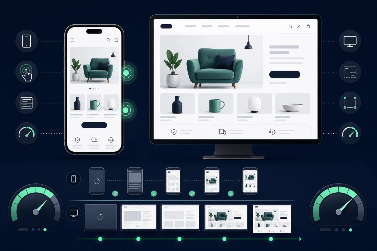 A mobile ecommerce store being assessed for speed and responsiveness